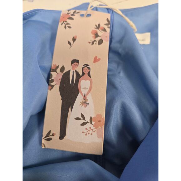 AW BRIDAL 14 1X plus blue bridesmaid mother of bride party faux wrap dress B90 - Picture 7 of 8